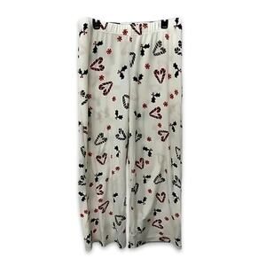 Nordstrom Rack Pajama Pants Soft Fleece Straight Leg Candy Cane Print Cream W L